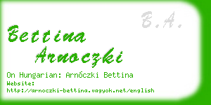 bettina arnoczki business card